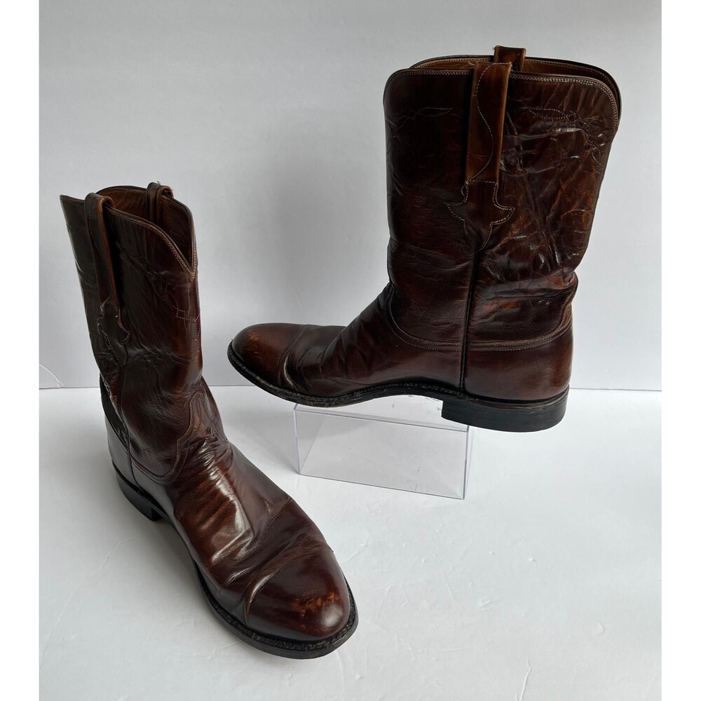 Vintage Lucchese L6748 Western Cowboy Boots Brown Leather Mens 11.5 B